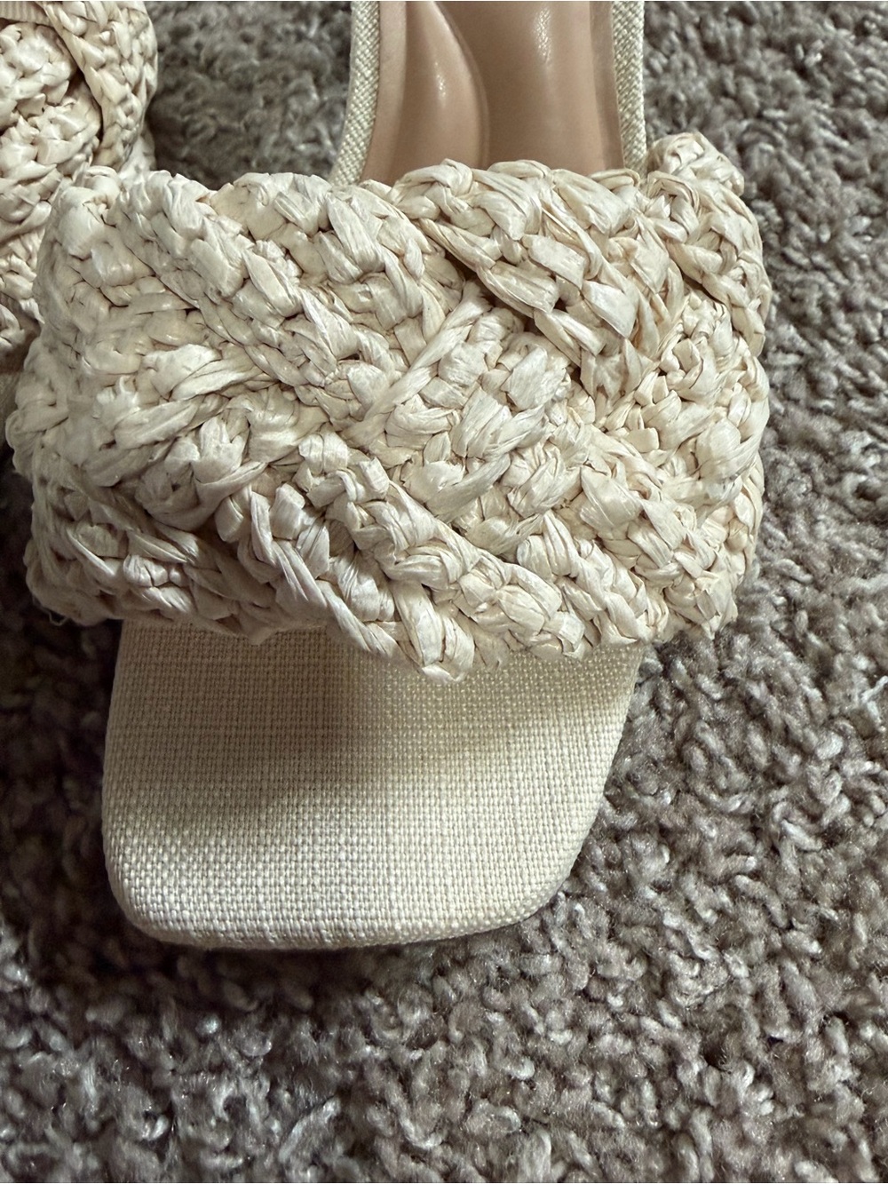 INC International Concepts Braided Woven Open-Toe Heeled Mules - Cream - Picture 3 of 5